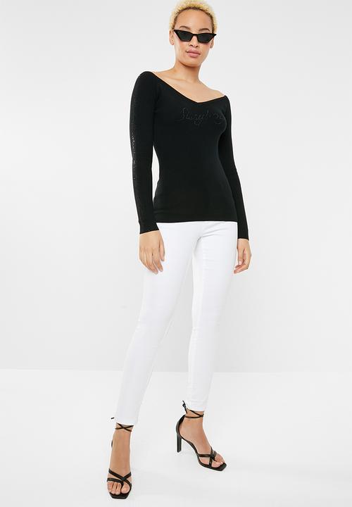 SISSY BOY - Logo knitwear with sleeve bling - black
