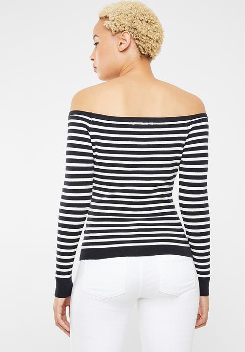 SISSY BOY - Lace up knitwear - navy & white 