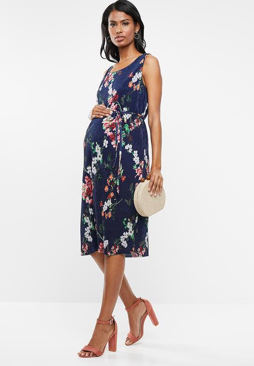 Cherry Melon - Maternity Plisse dress - navy