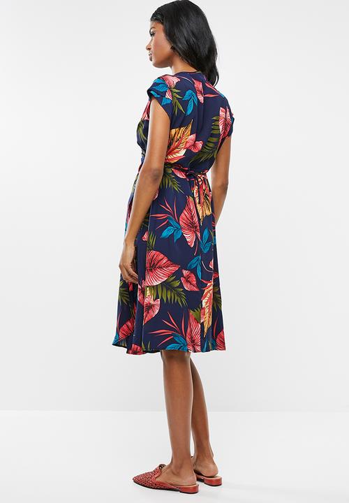 Cherry Melon - Maternity Woven crossover dress - multi