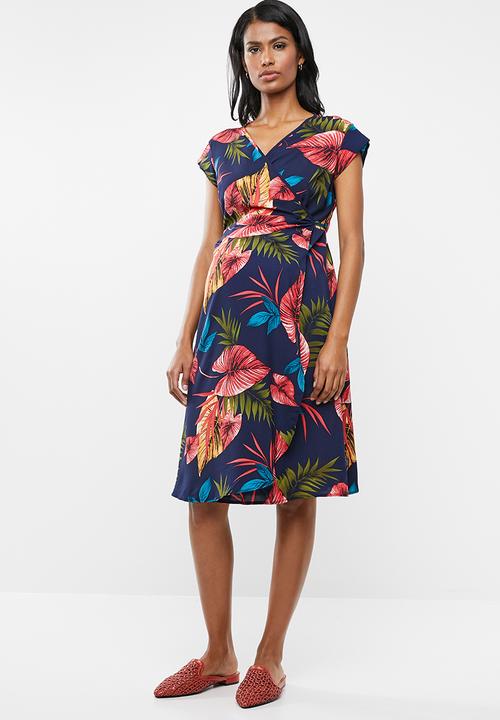 Cherry Melon - Maternity Woven crossover dress - multi