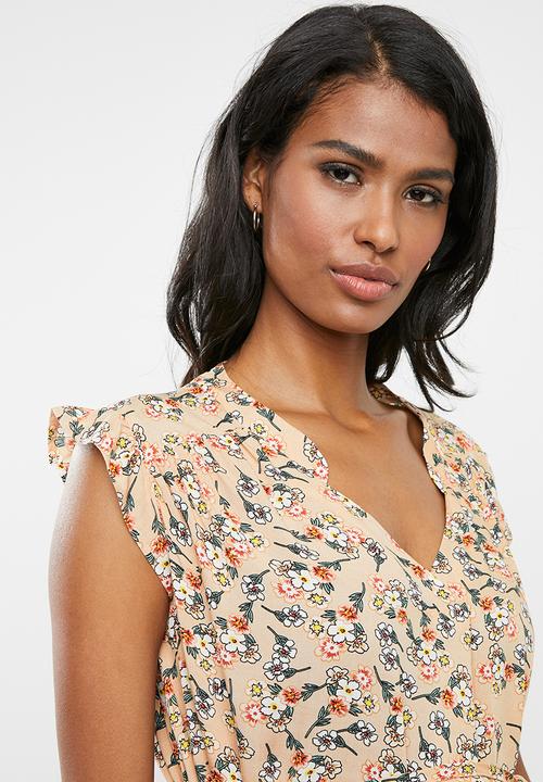 Cherry Melon - Maternity Woven mandarin frill sleeve shirt - multi