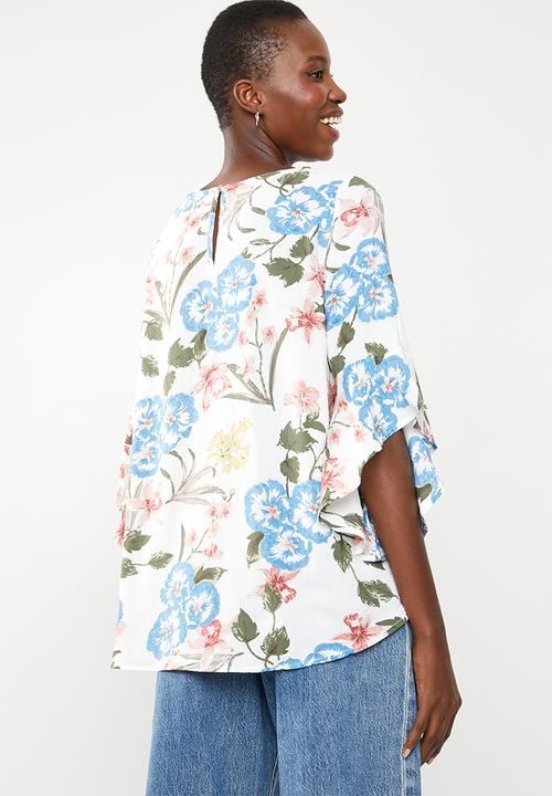 Revenge - Bell sleeve washed floral top - multi