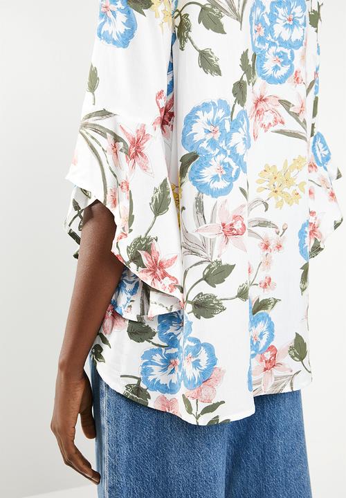 Revenge - Bell sleeve washed floral top - multi