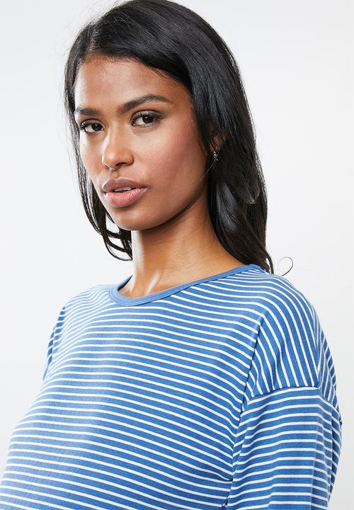 edit Maternity - Crew neck knit top - blue & white