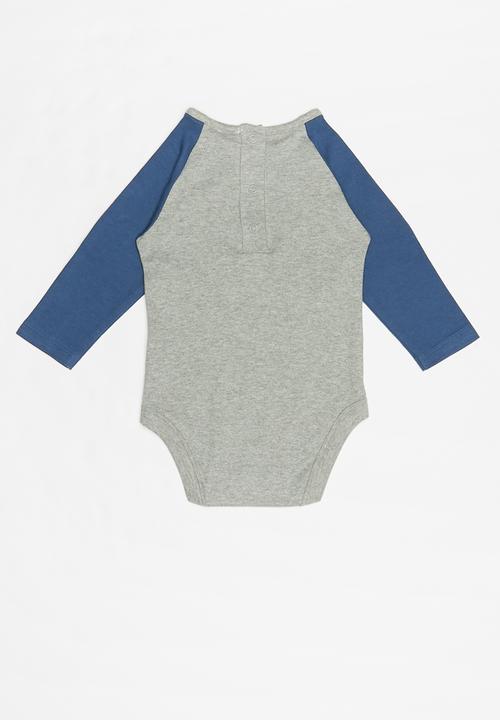 Pop Candy - Baby boys bodysuit - grey & blue