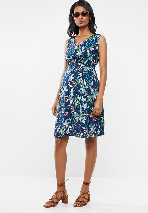 Cherry Melon - Maternity Sleeveless smock button-thru dress - multi