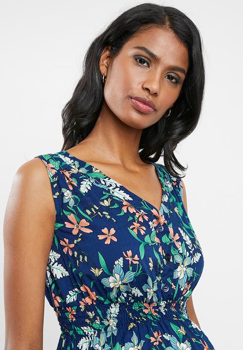 Cherry Melon - Maternity Sleeveless smock button-thru dress - multi