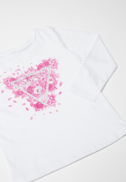 GUESS - Long sleeve scattered petals tri tee - white