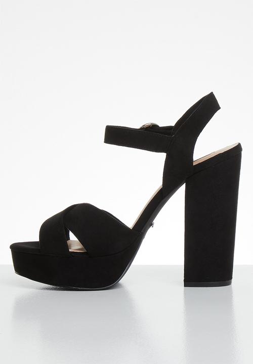 ONLY - Allie wide crossed heeled sandal - black
