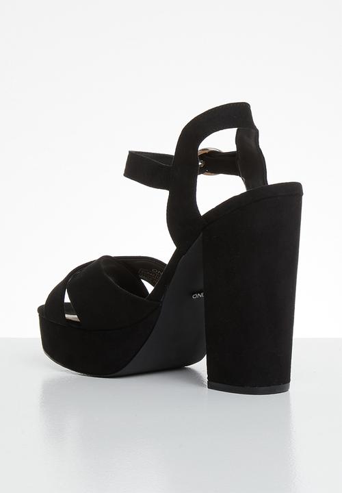 ONLY - Allie wide crossed heeled sandal - black