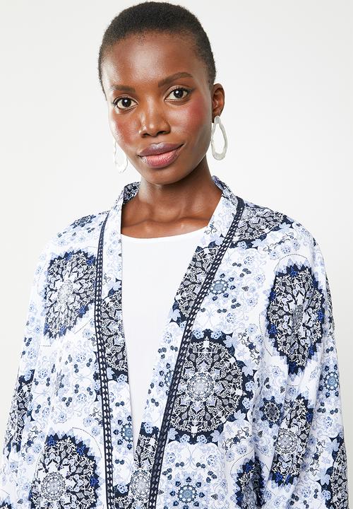 ONLY - Summer long sleeve kimono - white & blue