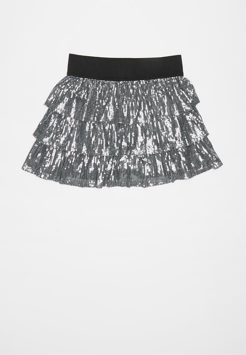 Pop Candy - Girls layered sequin skirt - grey