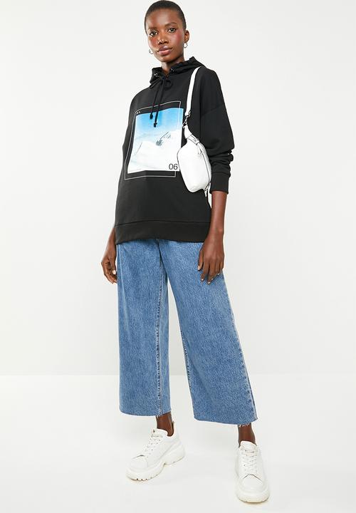 Superbalist - Graphic oversized hoodie - black