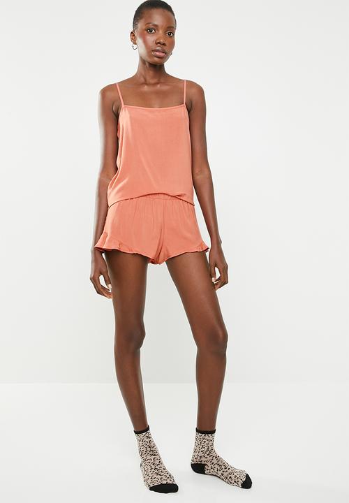 Superbalist - Frill sleep shorts - peach