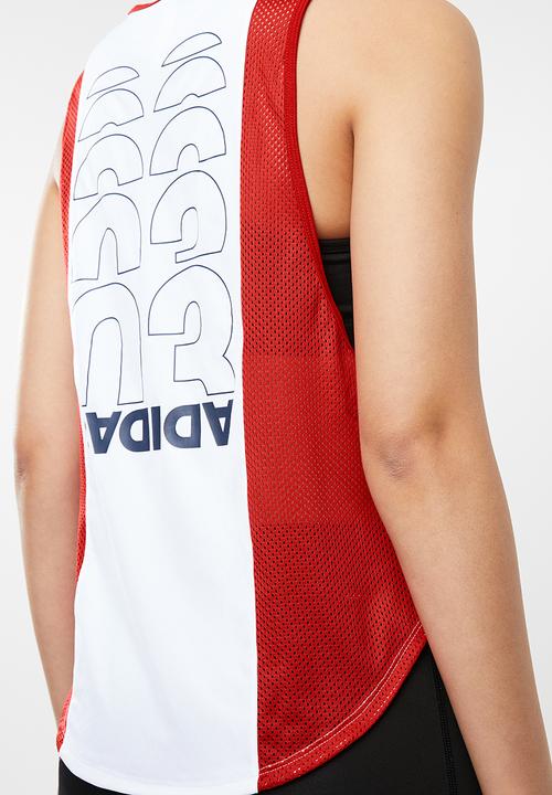 adidas Performance - Moto graphic tank top - white & red