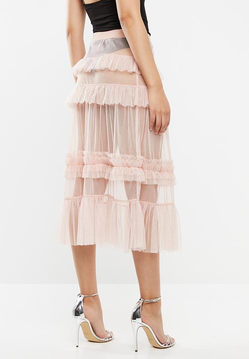 Forever21 - Mesh tiered frill skirt - pink