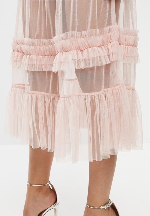 Forever21 - Mesh tiered frill skirt - pink