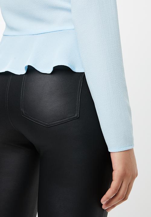 Missguided - Horn button peplum top - blue