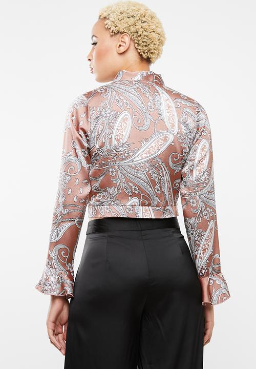 Missguided - Paisley tie front cropped blouse - multi