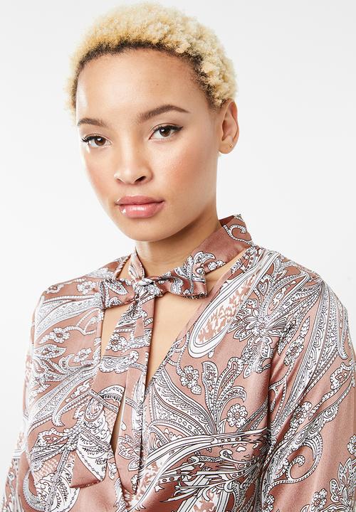 Missguided - Paisley tie front cropped blouse - multi
