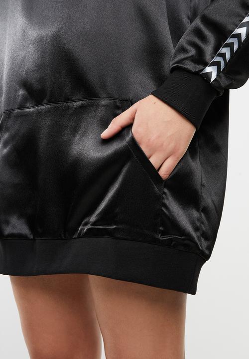 Missguided - Mono sports tape oversized hooded dress - black