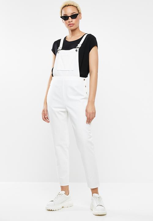 Missguided - Front pocket dungaree - white