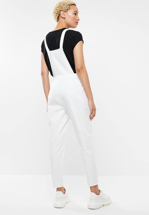 Missguided - Front pocket dungaree - white