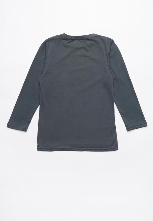 Rebel Republic - Kids long stripe sleeve tops - navy & khaki