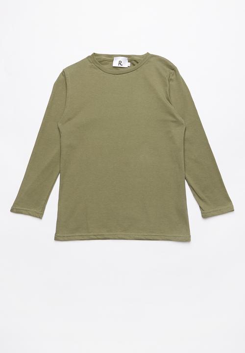 Rebel Republic - Kids long stripe sleeve tops - navy & khaki