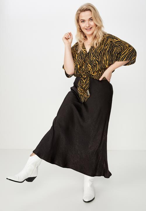 Cotton On - Curve drape skirt  - black