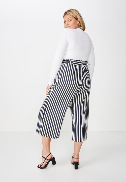 Cotton On - Curve paper bag culotte  -  navy & white