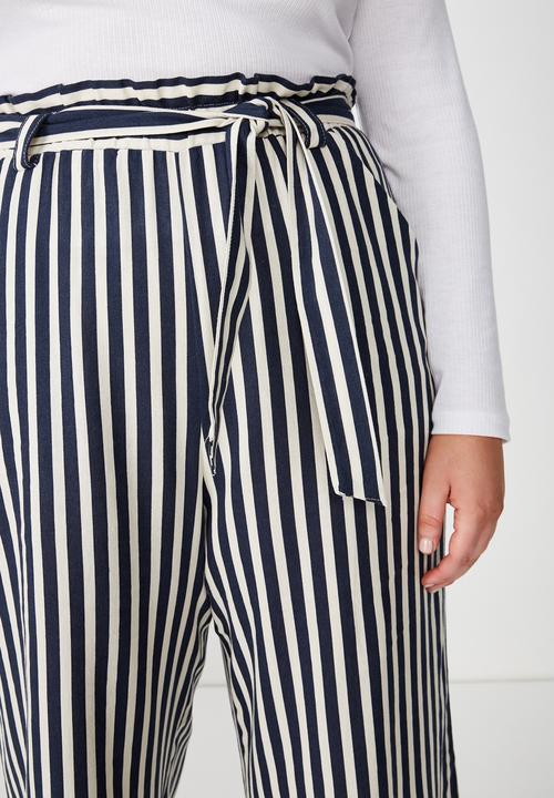 Cotton On - Curve paper bag culotte  -  navy & white
