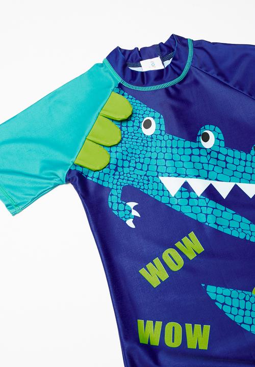 Pop Candy - Croc 2 pc swim suit - blue & green 