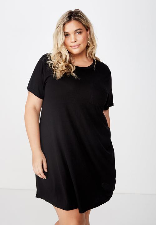 Cotton On - Curve relaxed tee dress  - black