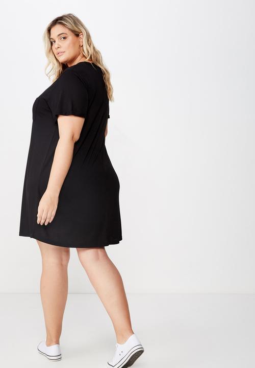 Cotton On - Curve relaxed tee dress  - black