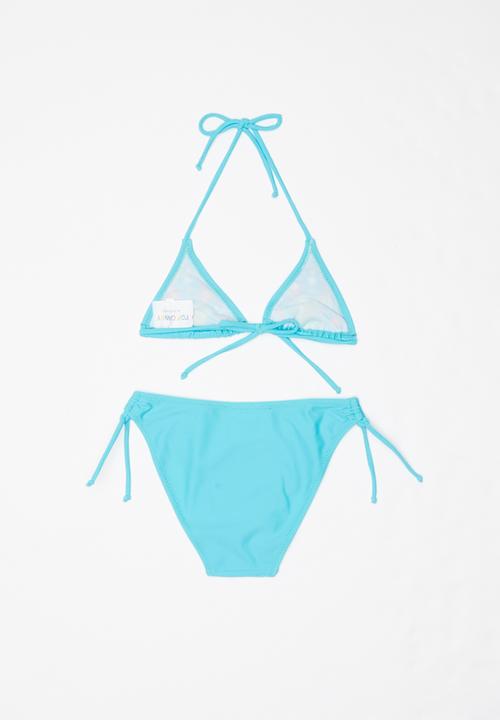 Pop Candy - Bikini with flower embroidery - blue
