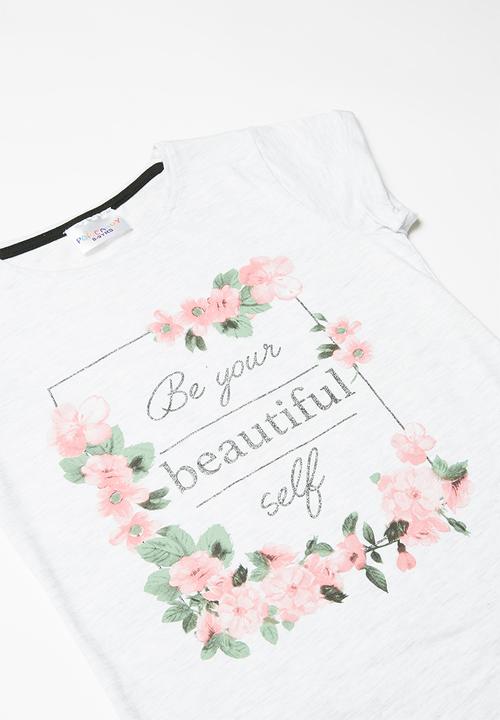 Pop Candy - Girls printed tee - grey 