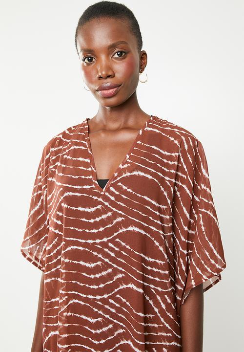 Superbalist - Tassle detail kaftan - brown & white