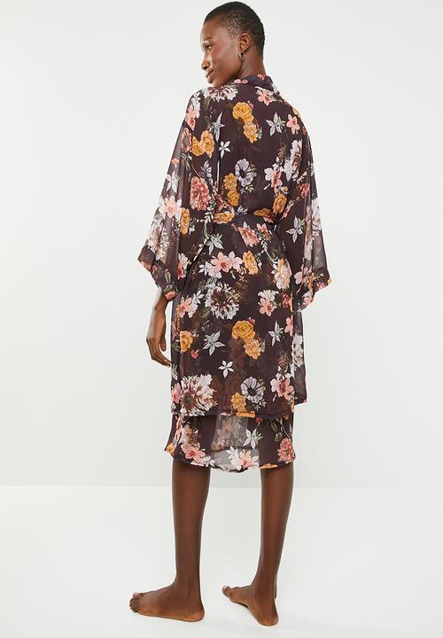Superbalist - Belted sheer robe - burgundy
