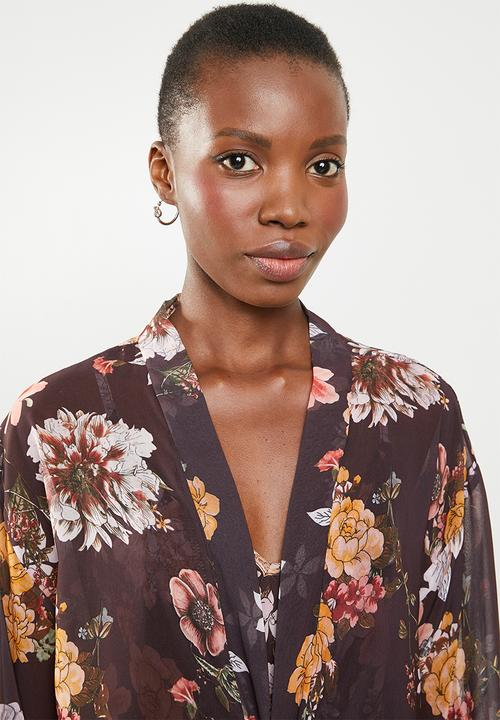 Superbalist - Belted sheer robe - burgundy