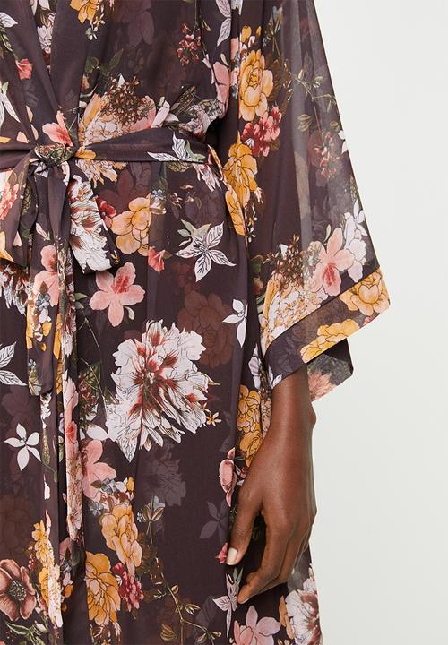 Superbalist - Belted sheer robe - burgundy