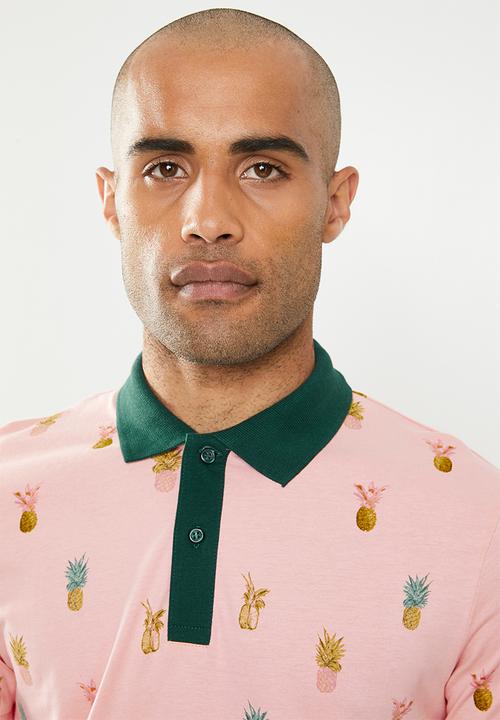 Jack & Jones - Scrippler short sleeve polo - pink & green