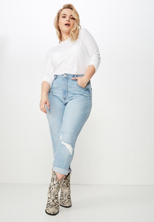 Cotton On - Curve round neck long sleeve  - white