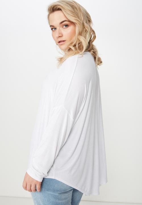 Cotton On - Curve batwing sleeve tee  - white