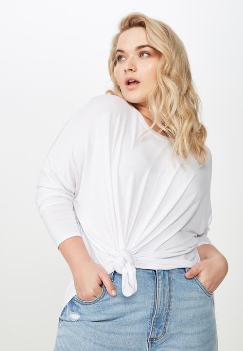 Cotton On - Curve batwing sleeve tee  - white