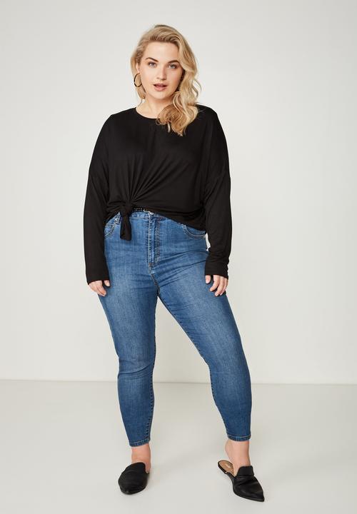 Cotton On - Curve batwing sleeve tee  - black