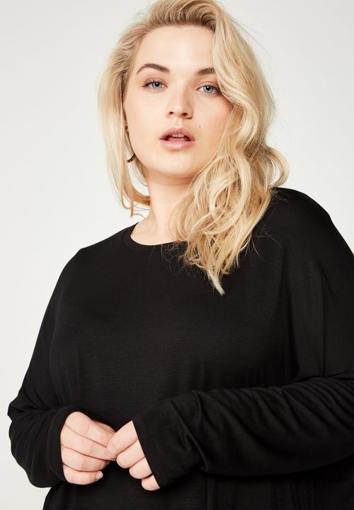 Cotton On - Curve batwing sleeve tee  - black