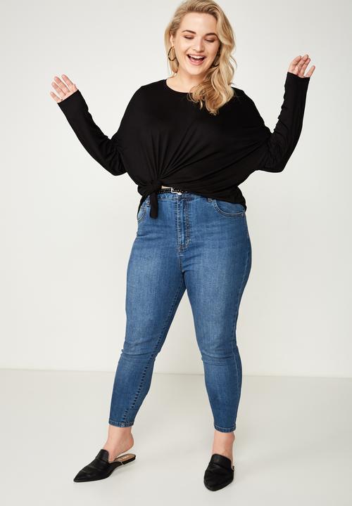 Cotton On - Curve batwing sleeve tee  - black