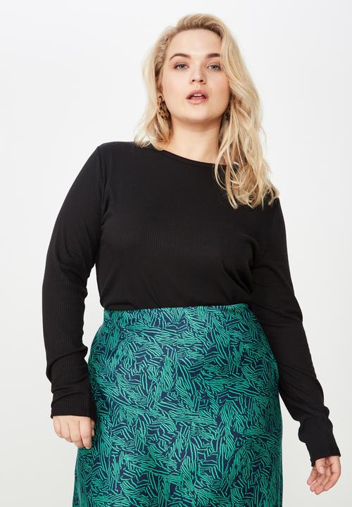 Cotton On - Curve round neck long sleeve  - black